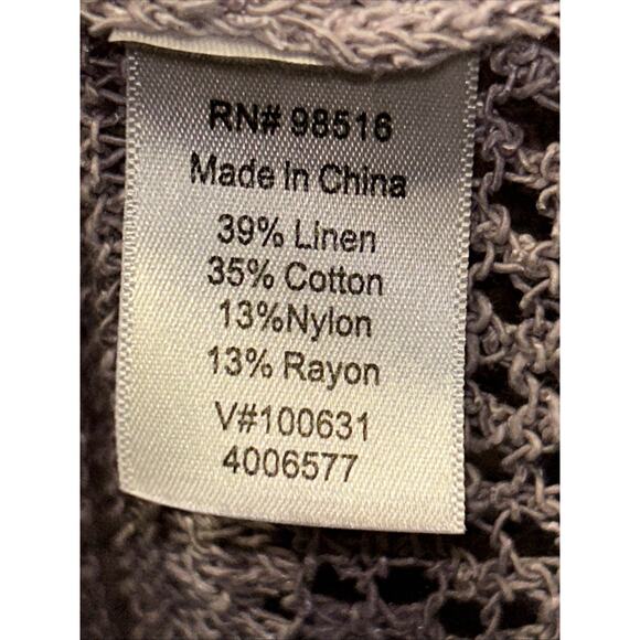 Coldwater Creek Sweater Womens 1x Lavender Purple Crochet Cottagecore Linen - Picture 8 of 14